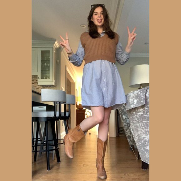 Joe Fresh Pin Stripe Button Down Shirt Dress | 100% Cotton | US L - Picture 2 of 5